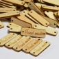 Preview: Knopfetikette | handmade rechteckig | Holz natur